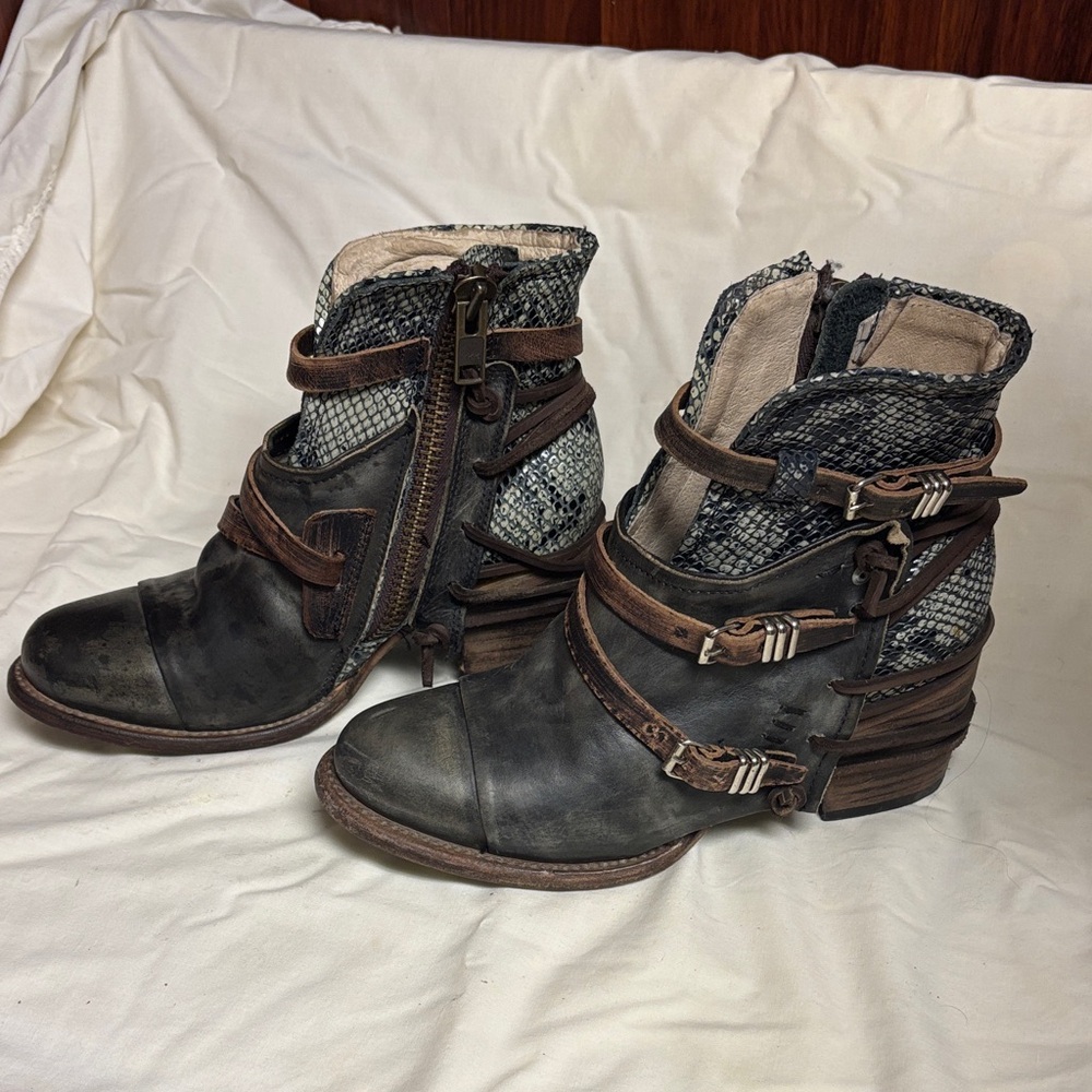 Freebird by Steven Snake Skin Ankle Boots